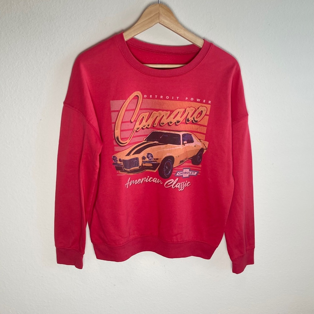 GM Sweatshirt Women S Pink Camaro American Classic Graphic Retro Detroit Power